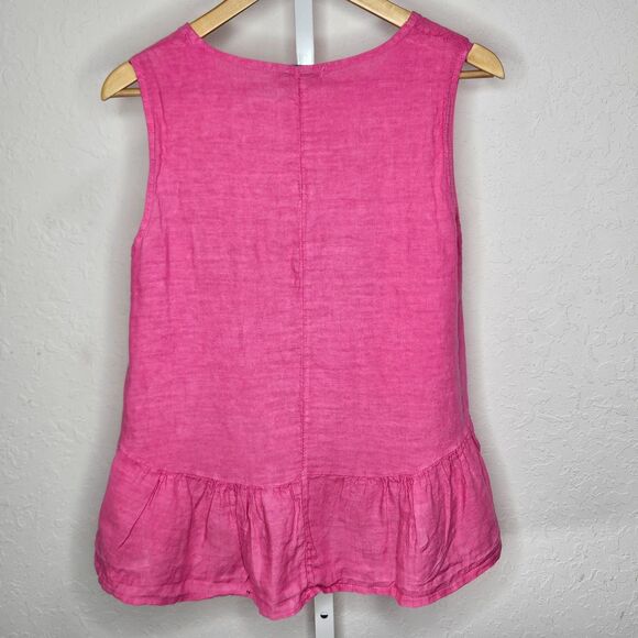 Francesca Bettini Pink Linen Peplum Hem Sleeveless Top Made in Italy Size Small - Picture 4 of 7